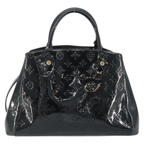 LOUIS VUITTON Monogram Vernis Montaigne MM Handtas Zwart M50168 LV Auth 172893