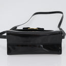 Salvatore Ferragamo Vala Hand Bag Patent leather 2way Black Gold Auth 172895-5