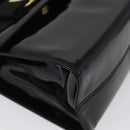 Salvatore Ferragamo Vala Hand Bag Patent leather 2way Black Gold Auth 172895-15
