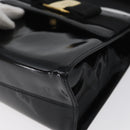 Salvatore Ferragamo Vala Hand Bag Patent leather 2way Black Gold Auth 172895-16