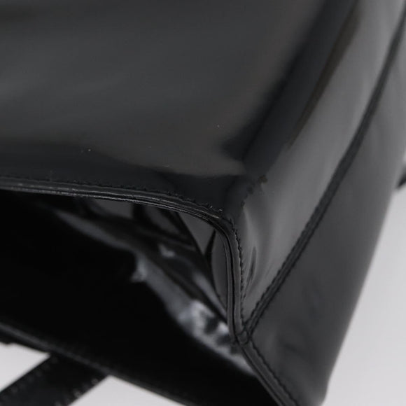 Salvatore Ferragamo Vala Hand Bag Patent leather 2way Black Gold Auth 172895