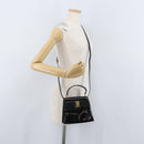 Salvatore Ferragamo Vala Hand Bag Patent leather 2way Black Gold Auth 172895-24