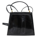 Salvatore Ferragamo Vala Hand Bag Patent leather 2way Black Gold Auth 172895-2