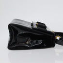 Salvatore Ferragamo Vala Hand Bag Patent leather 2way Black Gold Auth 172895-3