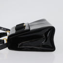 Salvatore Ferragamo Vala Hand Bag Patent leather 2way Black Gold Auth 172895-4