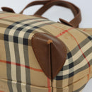 Burberry Nova Check Handtasche Canvas Beige Gold Auth 172901-9