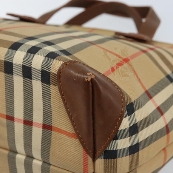 Burberry Nova Check Handtasche Canvas Beige Gold Auth 172901