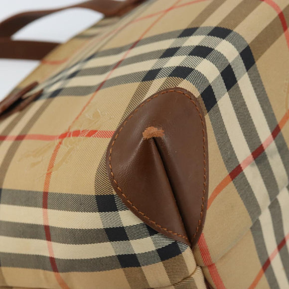 Burberry Nova Check Handtasche Canvas Beige Gold Auth 172901