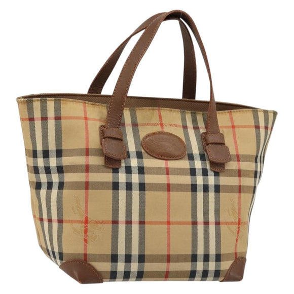Burberry Nova Check Handtasche Canvas Beige Gold Auth 172901