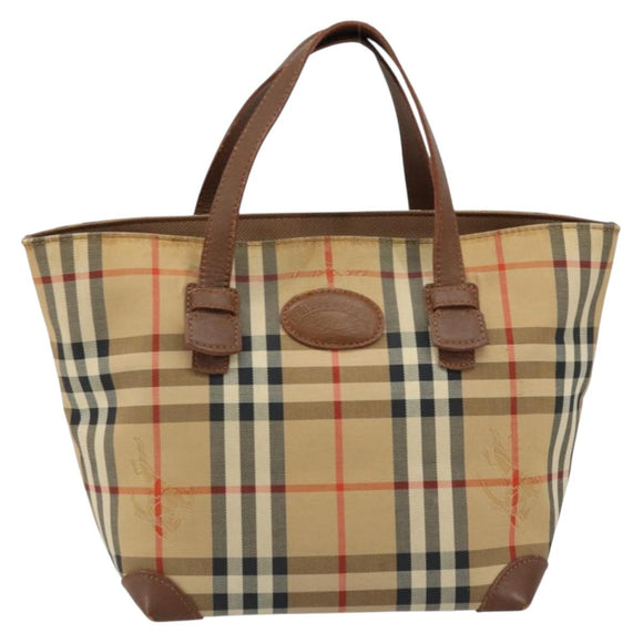 Burberry Nova Check Handtasche Canvas Beige Gold Auth 172901