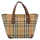 Burberry Nova Check Handtasche Canvas Beige Gold Auth 172901-2