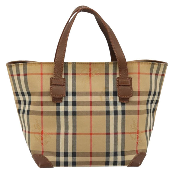 Burberry Nova Check Handtasche Canvas Beige Gold Auth 172901