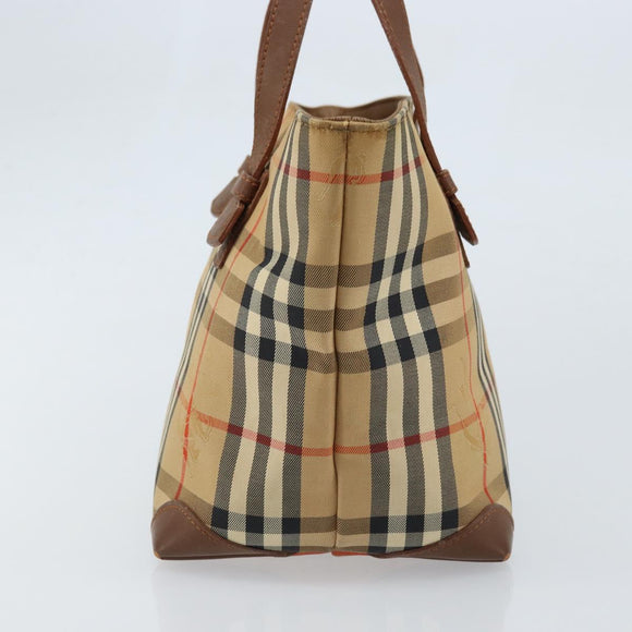 Burberry Nova Check Handtasche Canvas Beige Gold Auth 172901