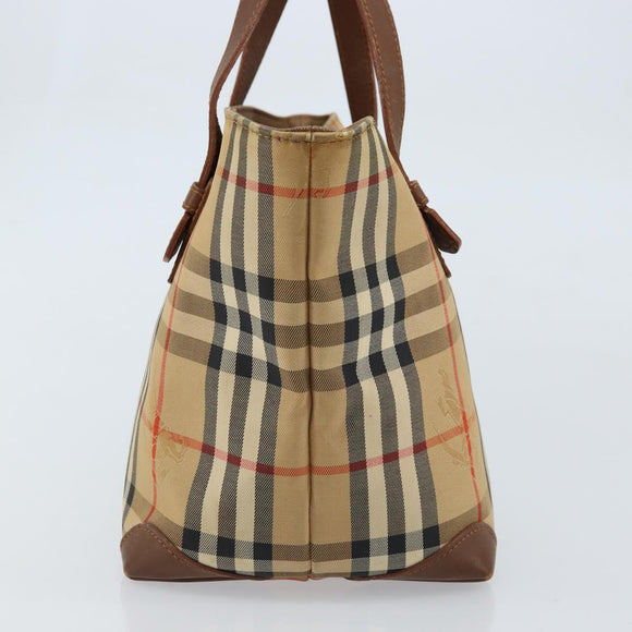 Burberry Nova Check Handtasche Canvas Beige Gold Auth 172901