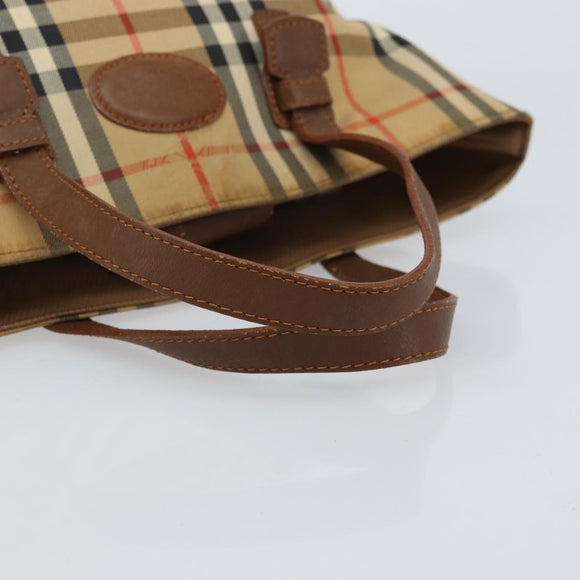 Burberry Nova Check Handtasche Canvas Beige Gold Auth 172901