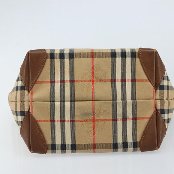 Burberry Nova Check Handtasche Canvas Beige Gold Auth 172901
