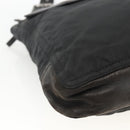 PRADA Shoulder Bag Nylon Leather Black Silver Auth 172902-15