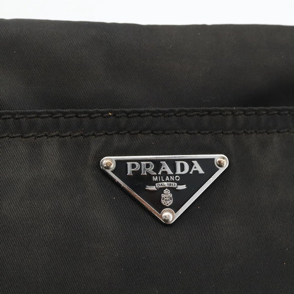 PRADA Shoulder Bag Nylon Leather Black Silver Auth 172902