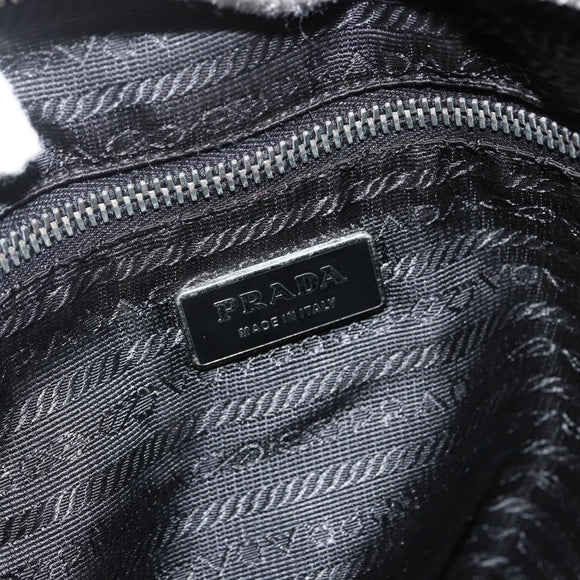PRADA Shoulder Bag Nylon Leather Black Silver Auth 172902