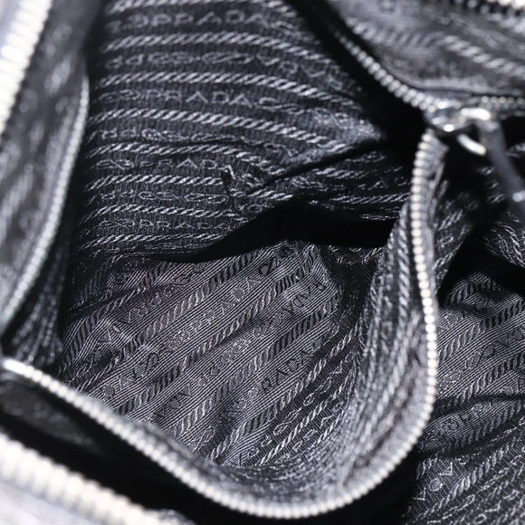 PRADA Shoulder Bag Nylon Leather Black Silver Auth 172902