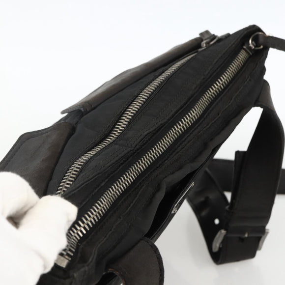 PRADA Shoulder Bag Nylon Leather Black Silver Auth 172902