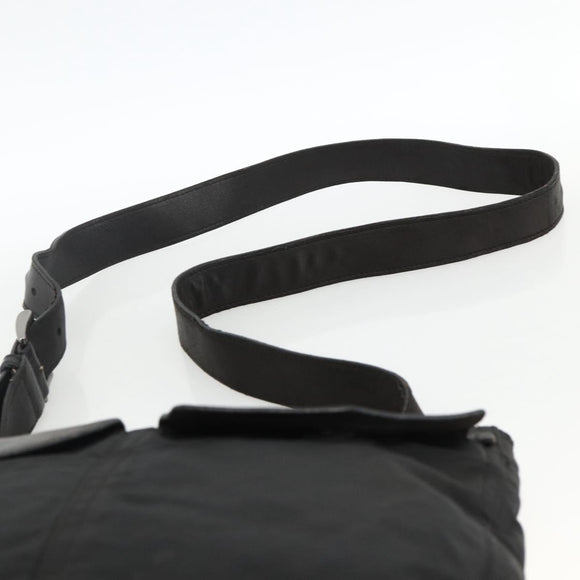 PRADA Shoulder Bag Nylon Leather Black Silver Auth 172902