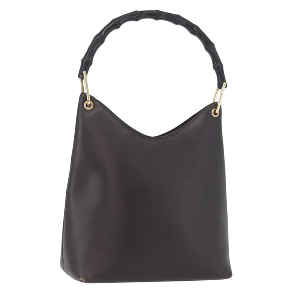 GUCCI GG Canvas Bamboo Shoulder Bag Leather Brown Gold 001 3007 Auth 172905