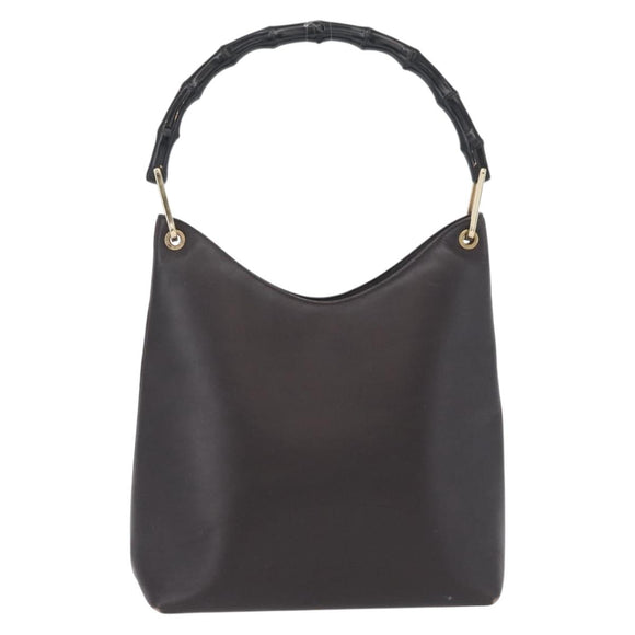 GUCCI GG Canvas Bamboo Shoulder Bag Leather Brown Gold 001 3007 Auth 172905