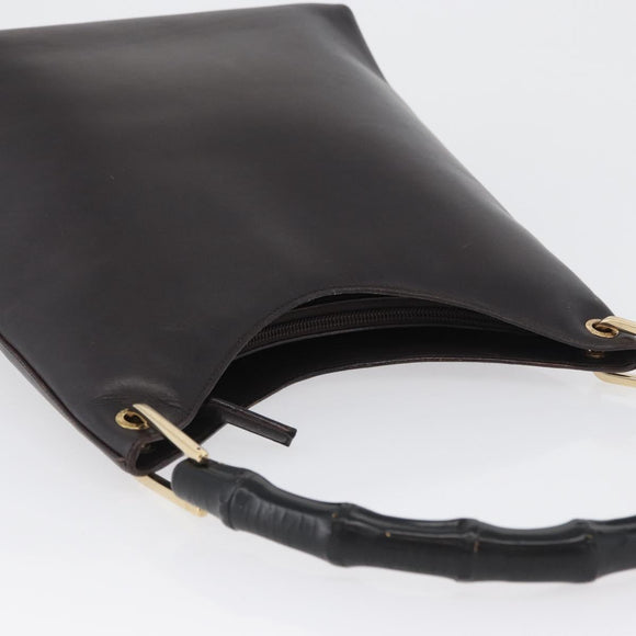 GUCCI GG Canvas Bamboo Shoulder Bag Leather Brown Gold 001 3007 Auth 172905