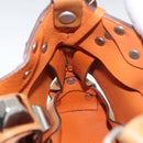 PRADA Studs Shoulder Bag Leather plastic Brown Silver Auth 172906SAV-15