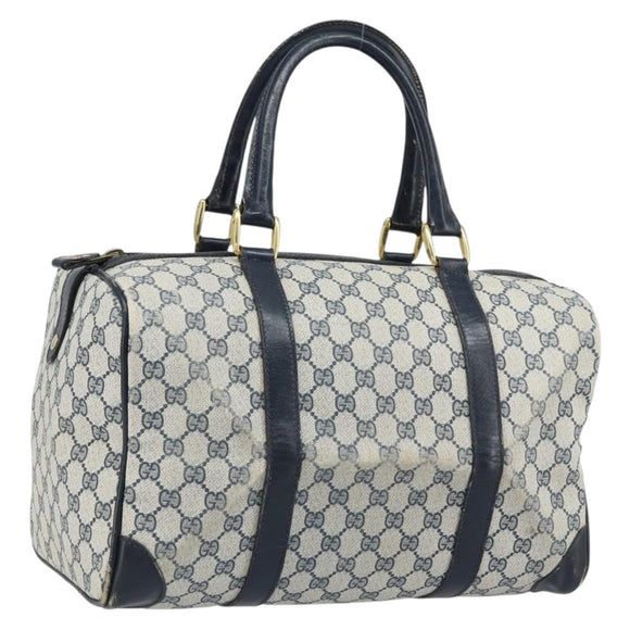 GUCCI GG Supreme Boston Bag PVC Navy Gold Auth 172914