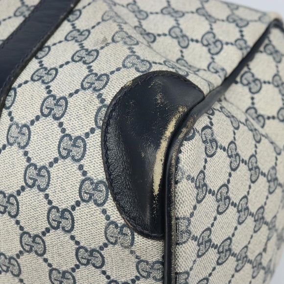 GUCCI GG Supreme Boston Bag PVC Navy Gold Auth 172914