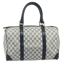 GUCCI GG Supreme Boston Bag PVC Navy Gold Auth 172914-13