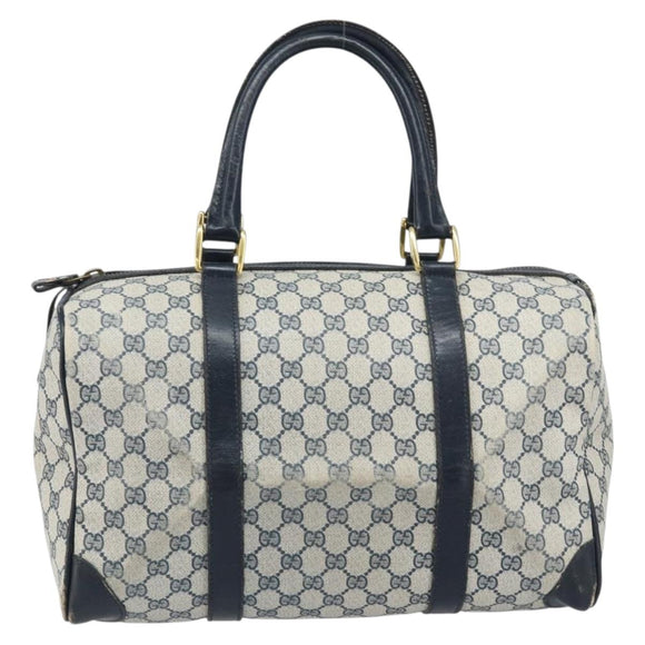 GUCCI GG Supreme Boston Bag PVC Navy Gold Auth 172914