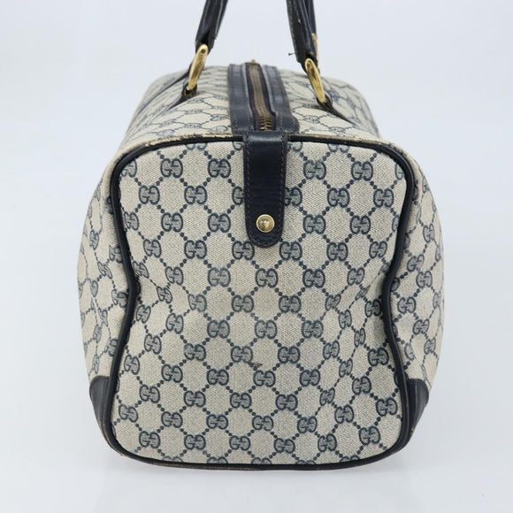 GUCCI GG Supreme Boston Bag PVC Navy Gold Auth 172914
