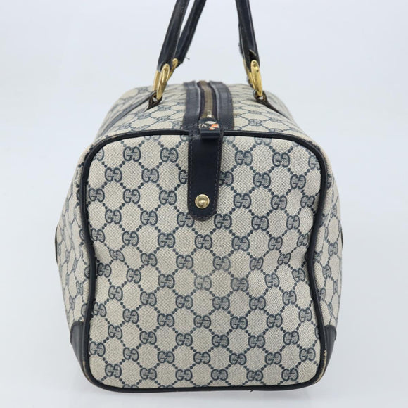 GUCCI GG Supreme Boston Bag PVC Navy Gold Auth 172914