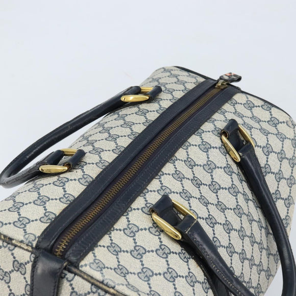 GUCCI GG Supreme Boston Bag PVC Navy Gold Auth 172914