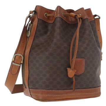 CELINE Macadam Canvas purse Shoulder Bag PVC Leather Brown Gold Auth 172917