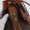 CELINE Macadam Canvas purse Shoulder Bag PVC Leather Brown Gold Auth 172917-17