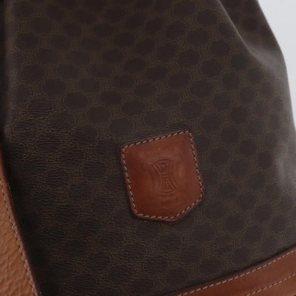 CELINE Macadam Canvas purse Shoulder Bag PVC Leather Brown Gold Auth 172917