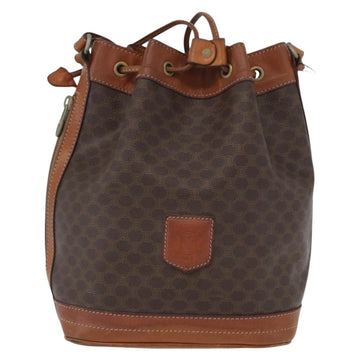 CELINE Macadam Canvas purse Shoulder Bag PVC Leather Brown Gold Auth 172917 - 0