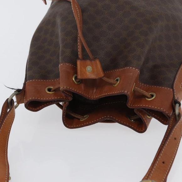 CELINE Macadam Canvas purse Shoulder Bag PVC Leather Brown Gold Auth 172917