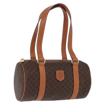 CELINE Macadam Canvas Hand Bag PVC Leather Brown Gold Auth 172919A
