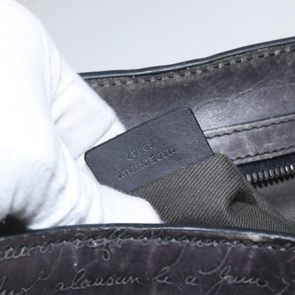 Berluti Calligraphy To Joule Tote Bag Leather Black Silver Auth 172921