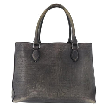 Berluti Calligraphy To Joule Tote Bag Leather Black Silver Auth 172921 - 0