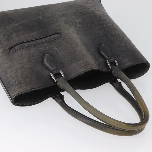 Berluti Calligraphy To Joule Tote Bag Leather Black Silver Auth 172921