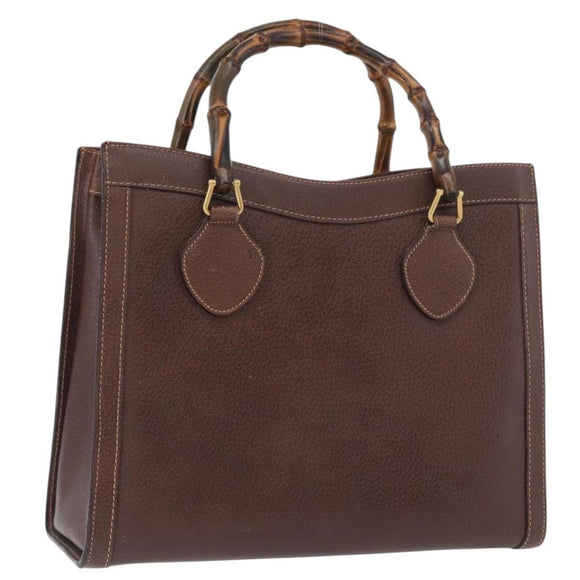 GUCCI Bamboo Hand Bag Leather Brown Gold 002 123 0260 Auth 172931