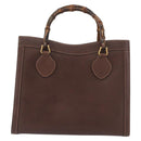 GUCCI Bamboo Hand Bag Leather Brown Gold 002 123 0260 Auth 172931-13