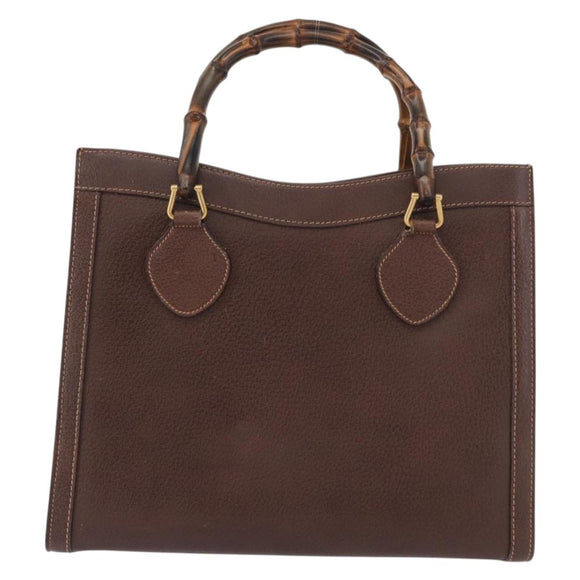 GUCCI Bamboo Hand Bag Leather Brown Gold 002 123 0260 Auth 172931