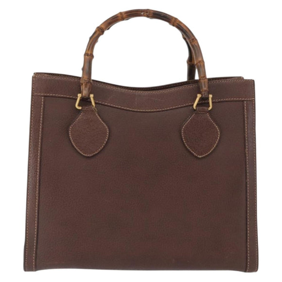 GUCCI Bamboo Hand Bag Leather Brown Gold 002 123 0260 Auth 172931